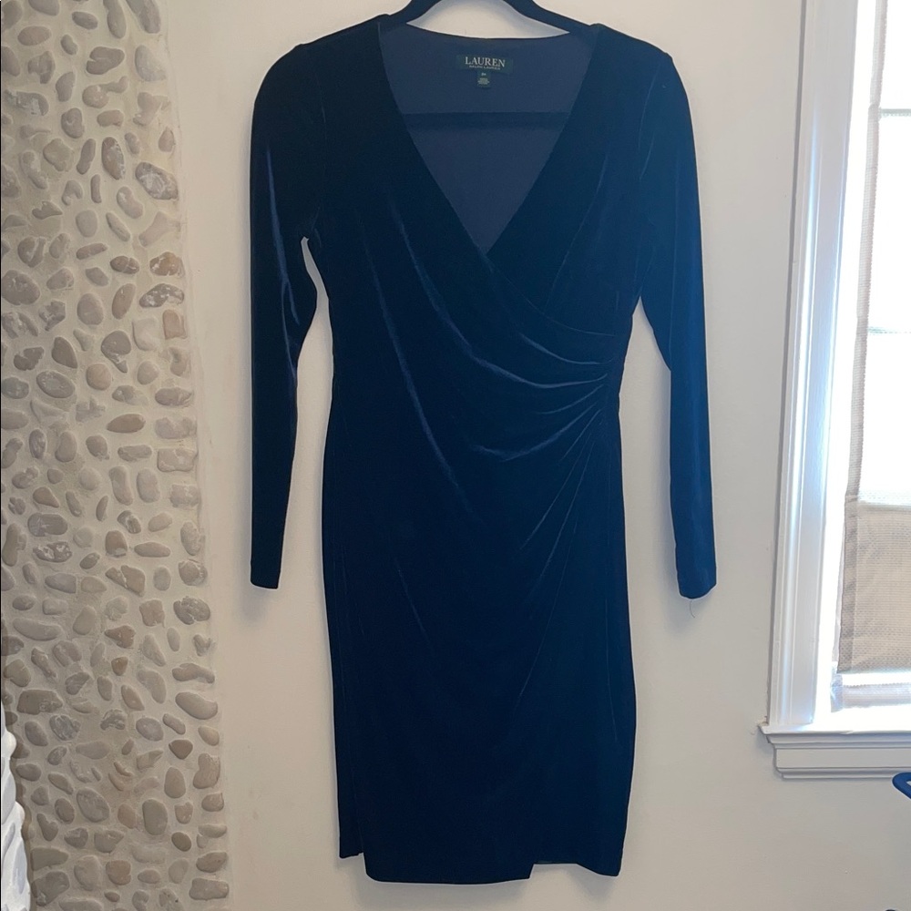 Women's Elegant Navy Velvet Dress